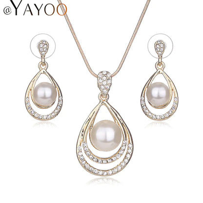 Bridal Necklace and Earring Set with Pearls