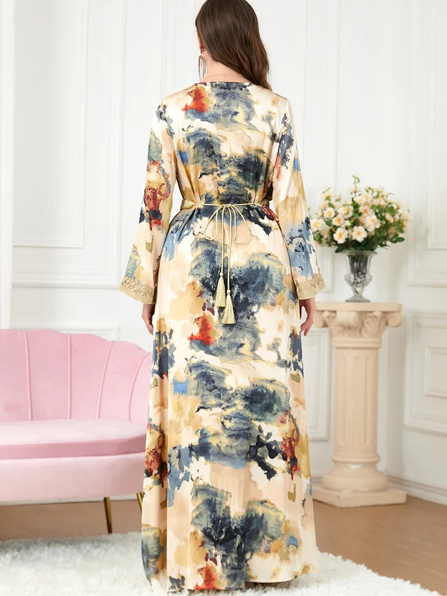 Abaya Dress 2 Piece Set with Embroidery