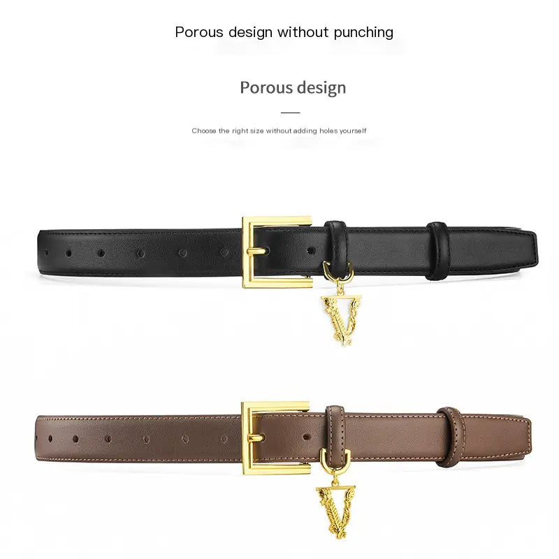 Women's Leather Belt with Minimalist Design