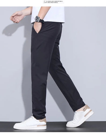 Ice Silk Casual Pants Men's Thin Trendy Trousers
