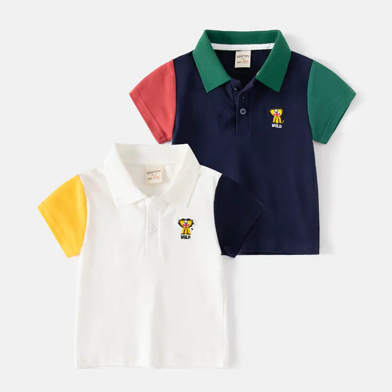 Boys' Short Sleeve Polo T-Shirt - Color Block Casual Wear