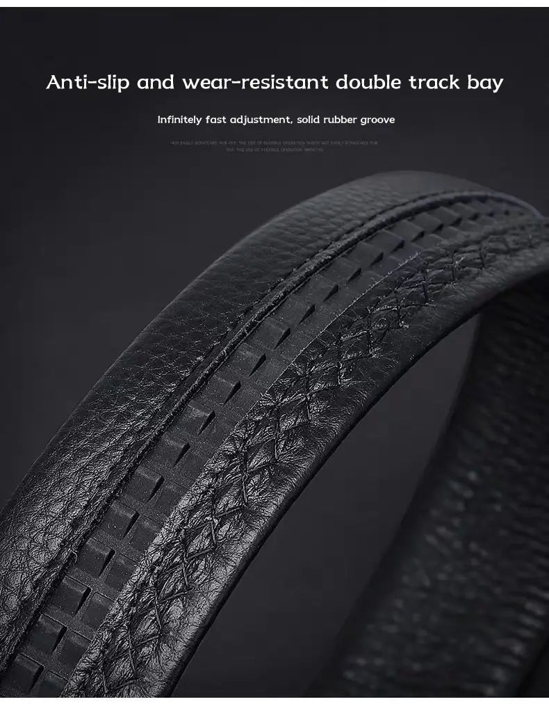 Men's Cowhide Leather Belt with Automatic Buckle