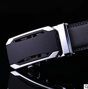 Automatic Buckle Leather Belt for Business Pants
