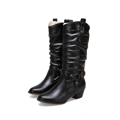 Retro British Style High Heel Martin Boots for Women