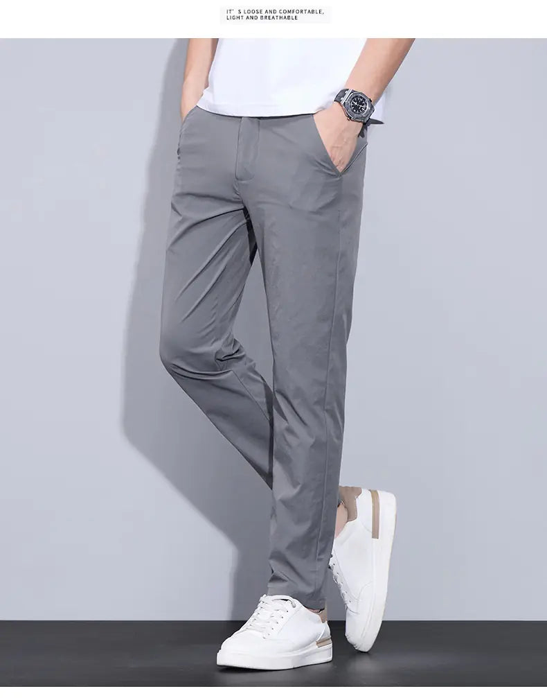 Ice Silk Casual Pants Men's Thin Trendy Trousers