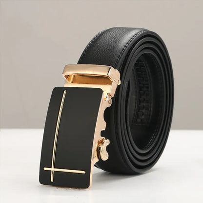 Genuine Leather Men's Belt with Automatic Buckle