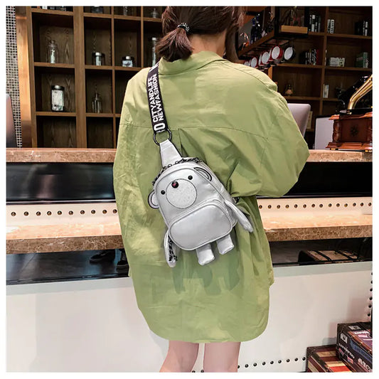 Versatile Mini Crossbody Bag with Bear Design