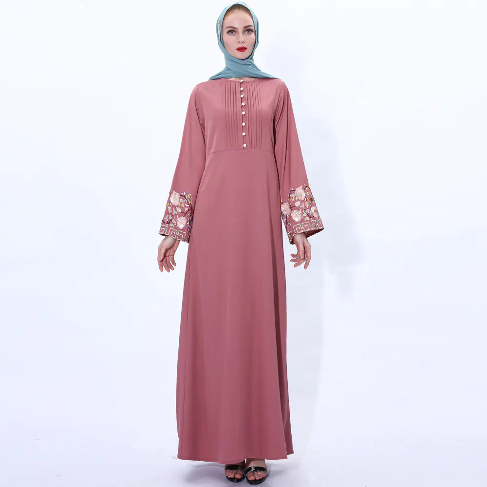 Vintage A-Line Abaya Dress with Bell Sleeves