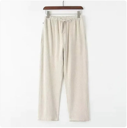 Men's Casual Linen Shirt with Loose Standing Collar