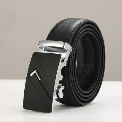 Genuine Leather Men's Belt with Automatic Buckle