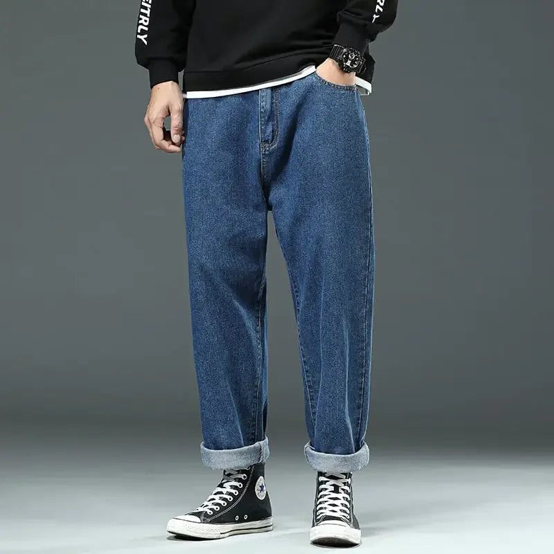 Men's Summer Wide-Leg Loose Straight Jeans (Large Size)