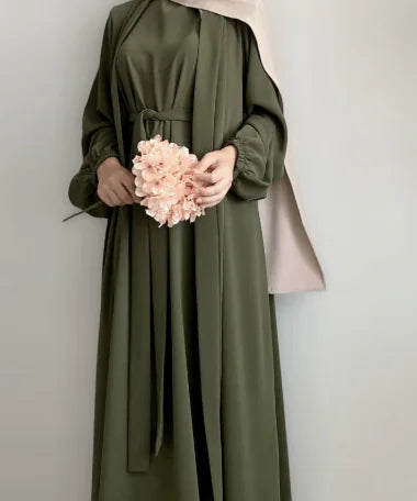 Women's Open Abaya Kimono Dress Set (3 Pieces)