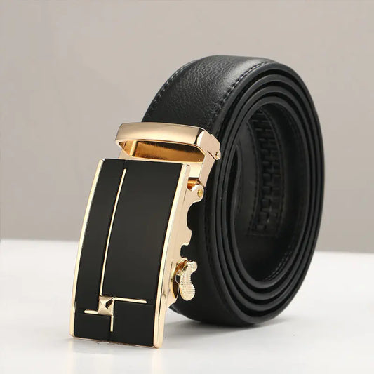 Genuine Leather Men's Belt with Automatic Buckle