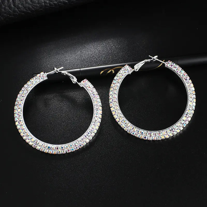 Luxury Round Crystal Hoop Earrings for Women