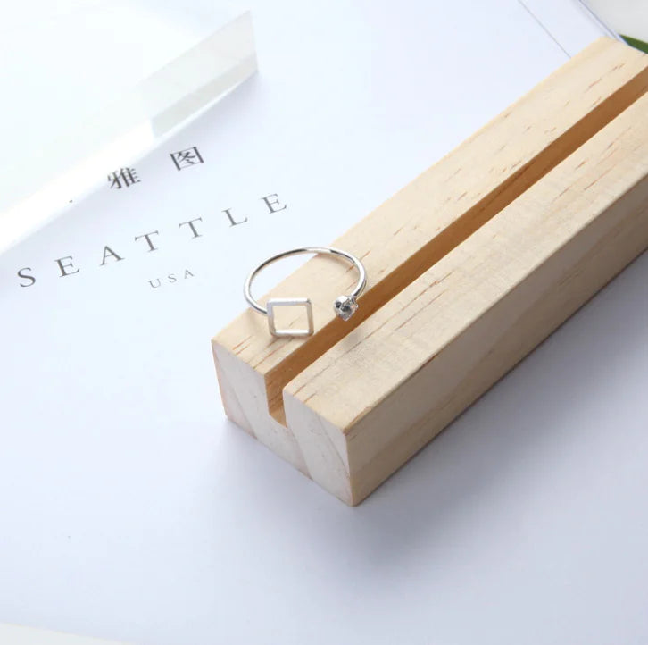 Open Diamond Ring, Geometric Polygon Ring, Triangle Square Ring