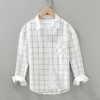 Men's Casual Loose Long Sleeve Cotton Linen Shirt