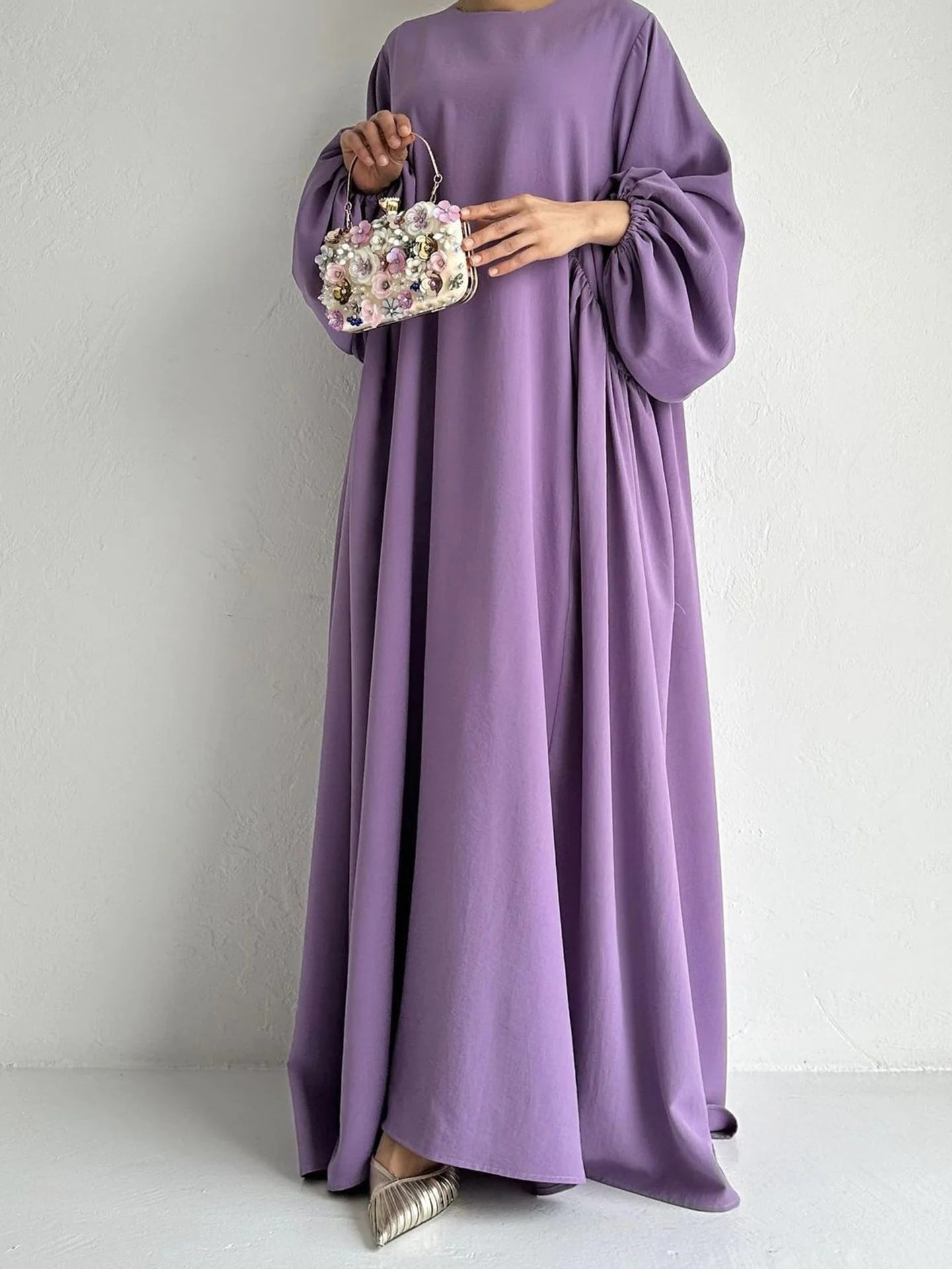 Solid Color Simple Abaya Dress