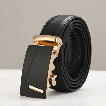 Genuine Leather Men's Belt with Automatic Buckle