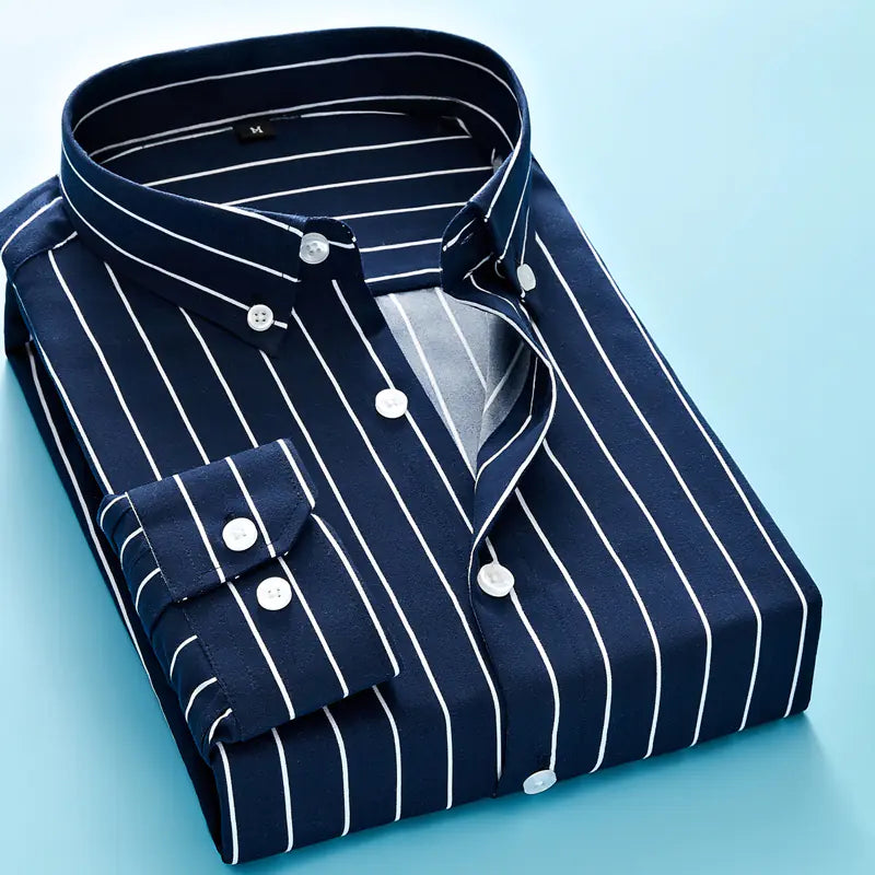 Men's Long Sleeve Striped Dress Shirt (Business Attire)