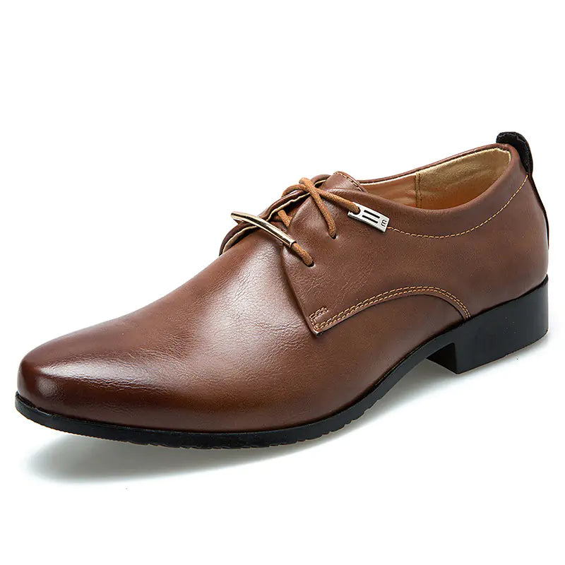 Men's British Leather Lace-Up Formal Casual Shoes