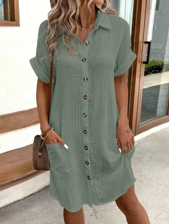 Summer V-neck Linen Dress