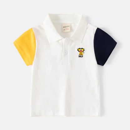 Boys' Short Sleeve Polo T-Shirt - Color Block Casual Wear