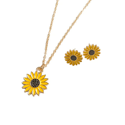Sunflower Necklace and Earring Set - Creative Design