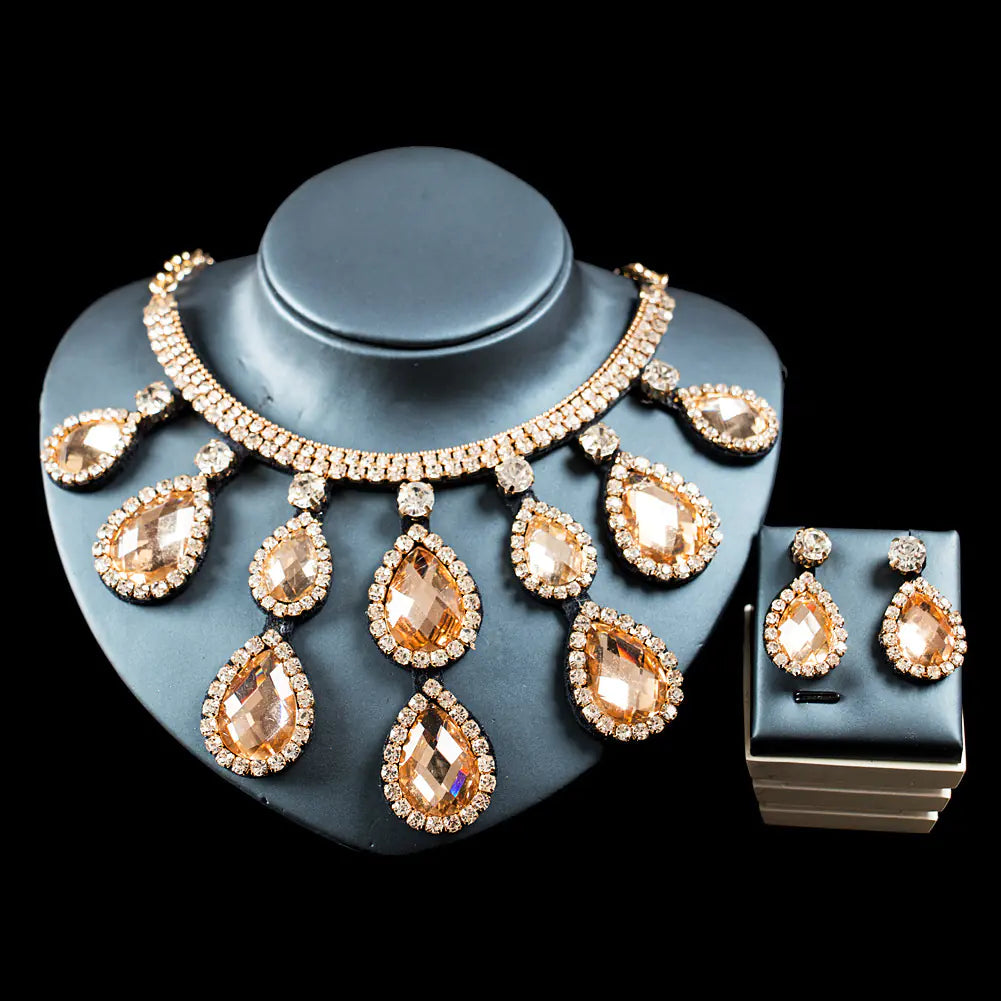 Colorful Exaggerated Bridal Necklace and Earring Set