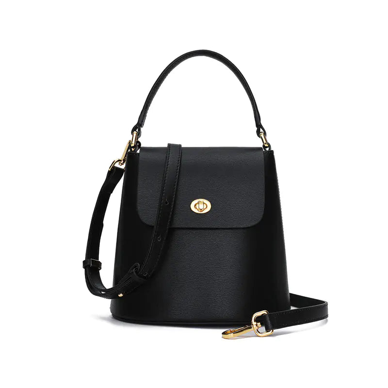 Fashionable Women's Leather Bucket Bag and Shoulder Bag