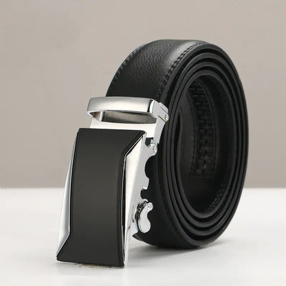 Genuine Leather Men's Belt with Automatic Buckle