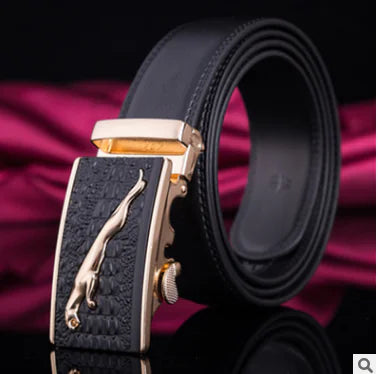 Automatic Buckle Leather Belt for Business Pants