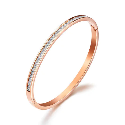 JeeMango Rose Gold Stainless Steel Cuff Bangle Bracelet