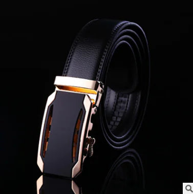 Automatic Buckle Leather Belt for Business Pants