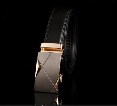 Automatic Buckle Leather Belt for Business Pants