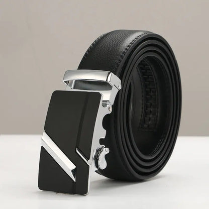 Genuine Leather Men's Belt with Automatic Buckle