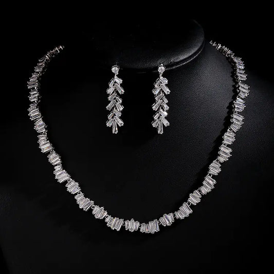 Minimalist 3A Zircon Necklace and Earring Set