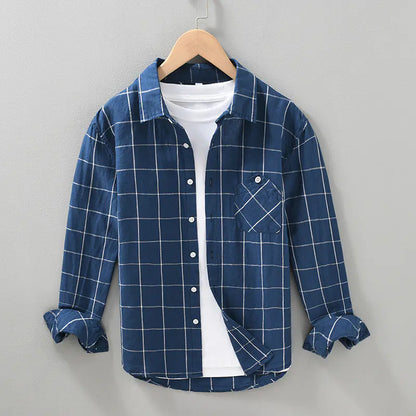 Men's Casual Loose Long Sleeve Cotton Linen Shirt