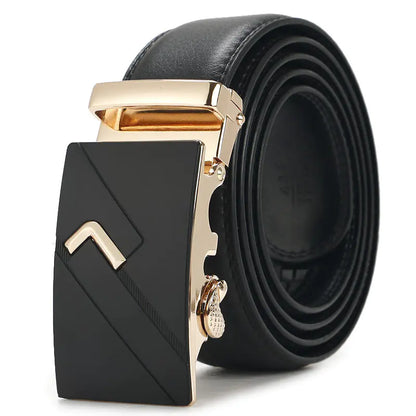 Genuine Leather Automatic Buckle Belt for Men
