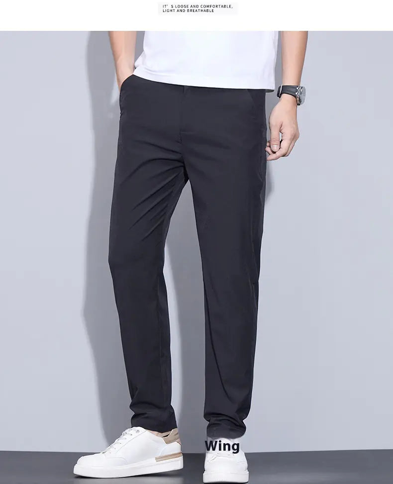 Ice Silk Casual Pants Men's Thin Trendy Trousers