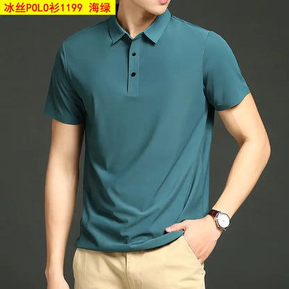 Men's Summer Loose Fit Ice Silk Polo Shirt