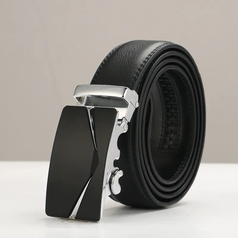 Genuine Leather Men's Belt with Automatic Buckle