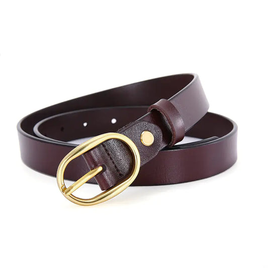 Women's Minimalist Black Leather Belt for Jeans