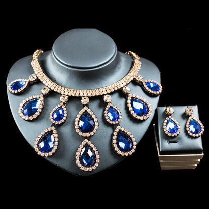 Colorful Exaggerated Bridal Necklace and Earring Set
