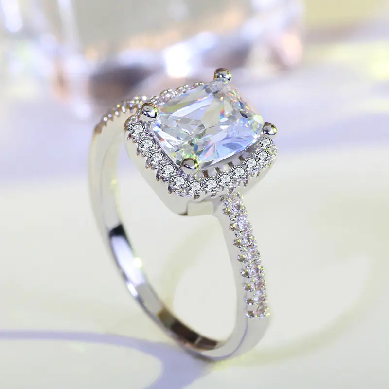 Sterling Silver Zirconia Ring, Imitation Diamond Ring