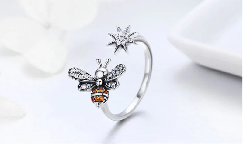 Bee Open Ring, Adjustable Bee Ring Jewelry