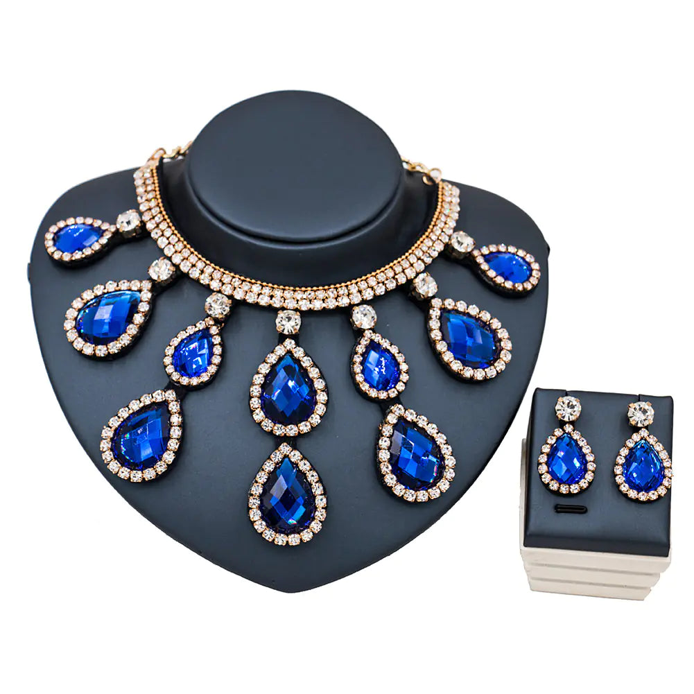 Colorful Exaggerated Bridal Necklace and Earring Set