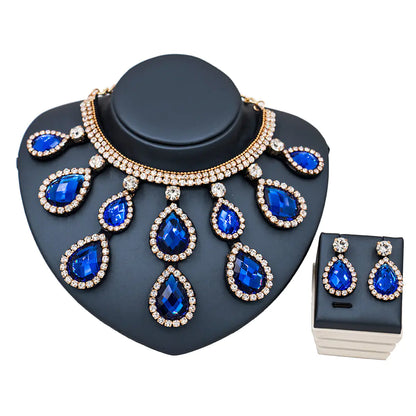 Colorful Exaggerated Bridal Necklace and Earring Set