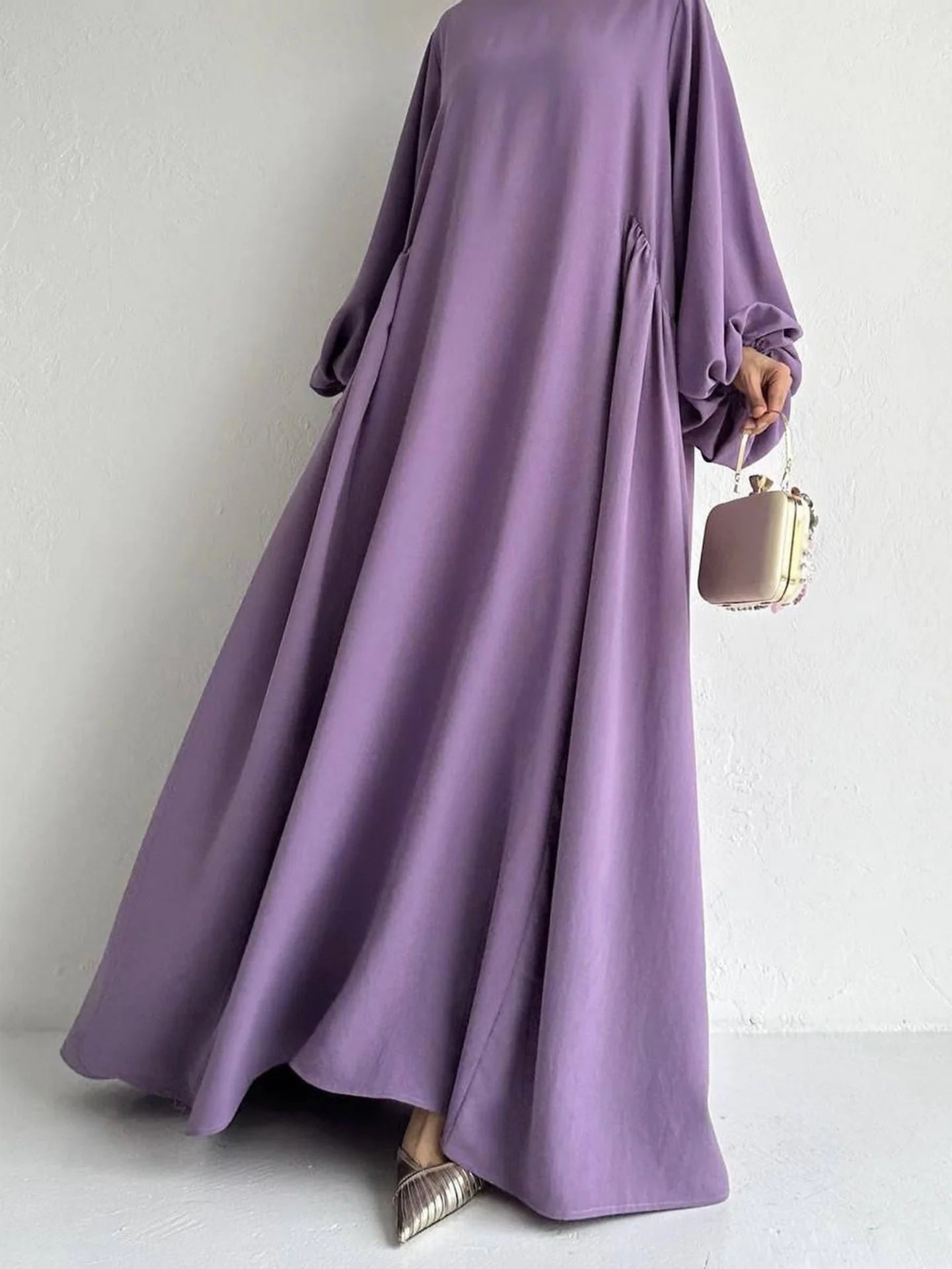 Solid Color Simple Abaya Dress