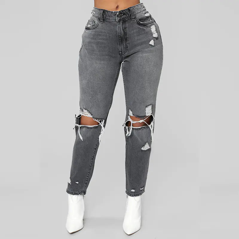 Ripped Skinny Jeans - Denim Pants - Long Trousers