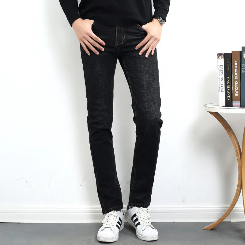 Men's Slim Fit Stretch Straight Leg Jeans (Gray/Black)